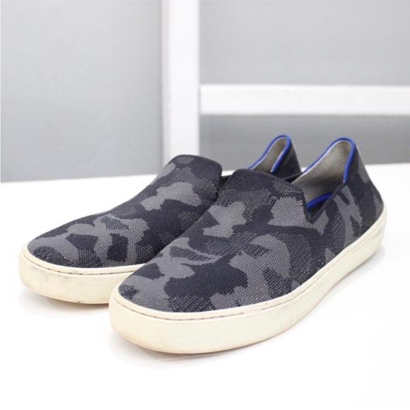 Rothy’s The Original Slip-On Gray Blue Camo Print Sneakers Women's Size 9.5 - Picture 1 of 12